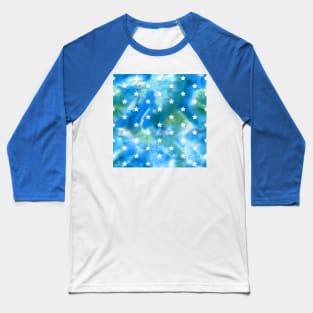 Blue Tie-Dye and Stars Baseball T-Shirt